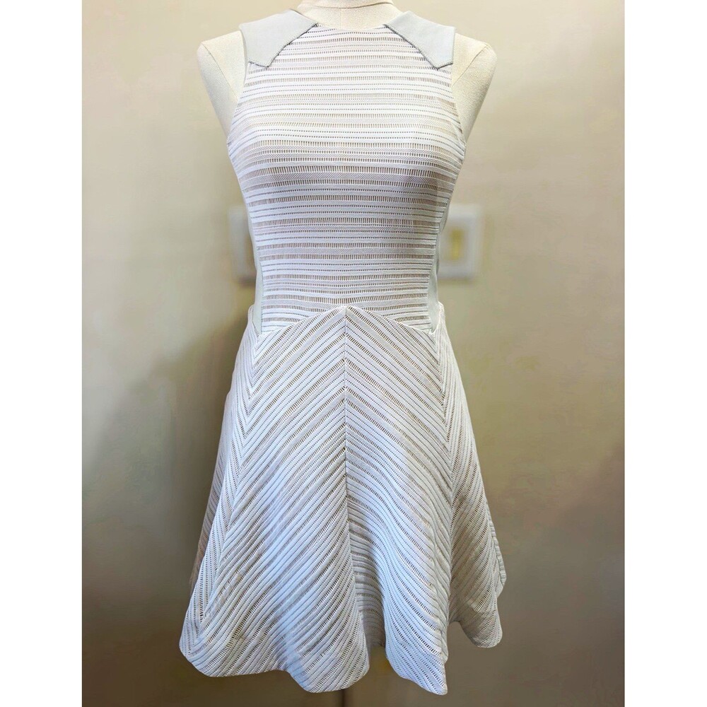 rag & bone Women's White Striped Fit & Flare Sleeveless Short Dress Size 0